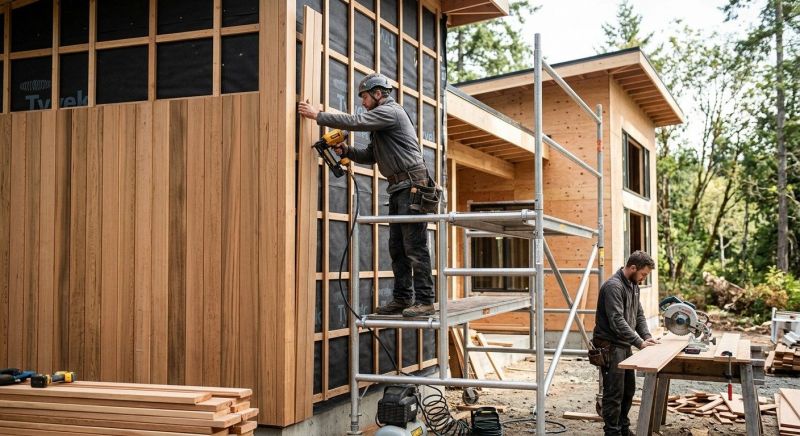 Wood Cladding Installation in Wells, ME